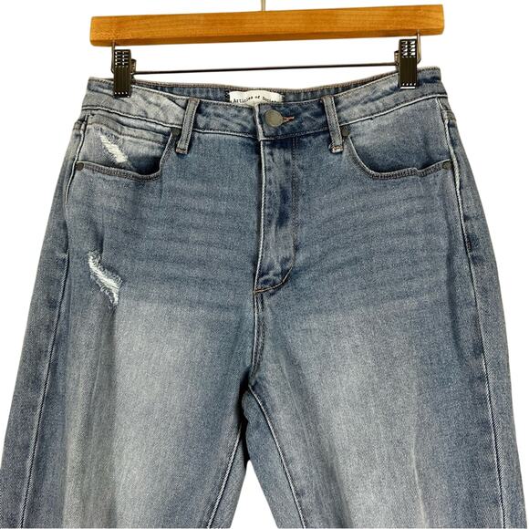 Articles of Society High Waisted Medium Wash Distressed Straight Leg Jeans - Picture 2 of 8